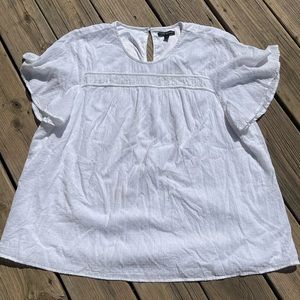 PLUS SIZE Lane Bryant Top Size 20 White Textured Dot Crinkle Blouse